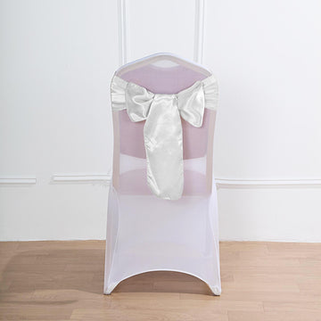 Add a Touch of Luxury with White Satin Chair Sashes