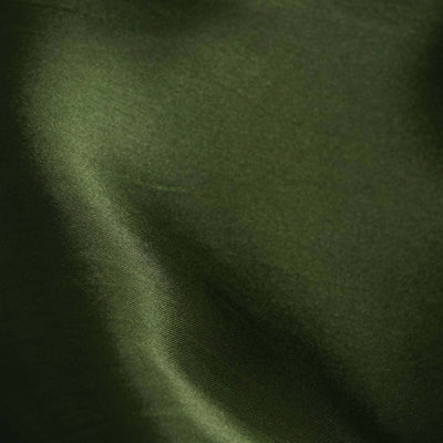 Olive green satin fabric with smooth texture and subtle sheen.