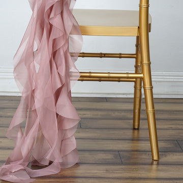 Unleash Your Creativity with the Dusty Rose Chiffon Curly Chair Sash