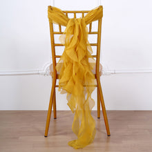 Chiffon Curly Chair Sash in Mustard Yellow