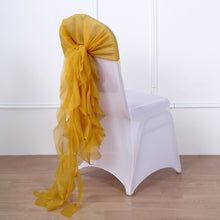 Mustard Yellow Color Curly Chiffon Chair Sash