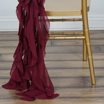 Unleash Your Creativity with the Burgundy Chiffon Curly Chair Sash
