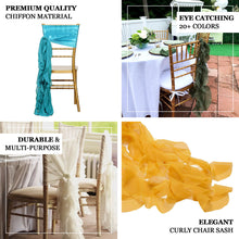 Curly Chiffon Chair Sash in Mustard Yellow Color