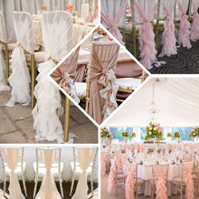 Curly Chair Sashes In White Chiffon