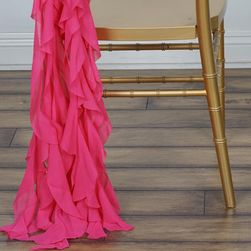Create Unforgettable Moments with Fuchsia Chiffon Curly Chair Sash