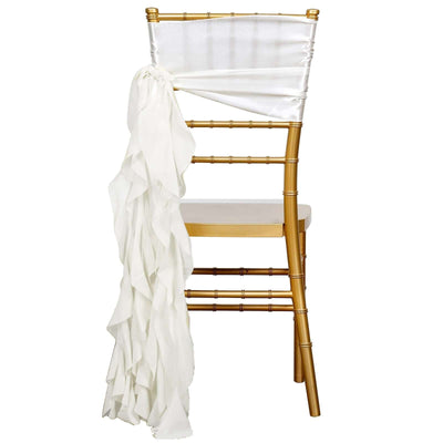 Gold chiavari chair with white draped sash