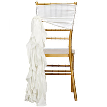 Chiffon Curly Chair Sash In Ivory 