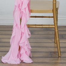 Pink Chiffon Curly Chair Sash#whtbkgd