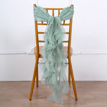 Chiffon Curly Chair Sash in Sage Green