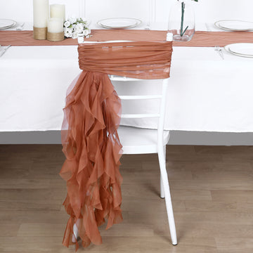 Unleash the Beauty of Terracotta (Rust) Chiffon Chair Sash