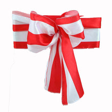 5 Pack | 6" x 108 " | Red & White | Stripe Satin Chair Sashes#whtbkgd