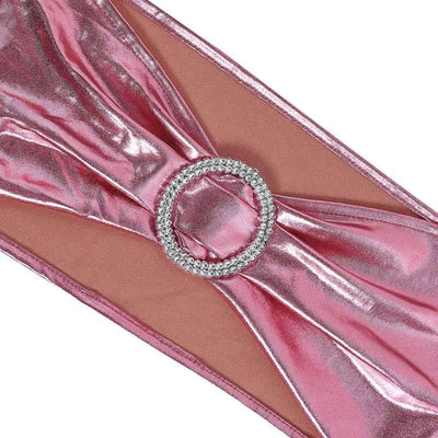 Pink satin belt with rhinestone buckle detail
