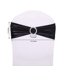 Spandex fitted chair sash in black with rhinestone ring