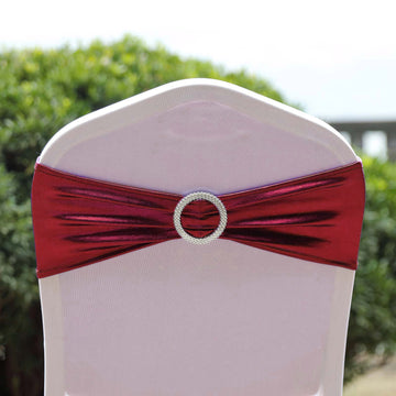 Create a Stunning Atmosphere with Metallic Burgundy Spandex Chair Sashes