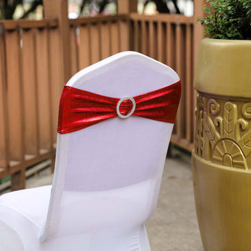 Add a Touch of Elegance with Metallic Red Spandex Chair Sashes