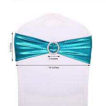 Metallic Peacock Teal Chair Sashes 5 Pack with Round Diamond Buckle