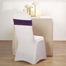 5 Pack | Purple Metallic Shimmer Tinsel Spandex Chair Sashes