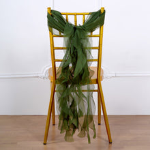 Chiffon Chair Sashes In Olive Green With Hoods And Ruffles