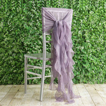 Violet Amethyst Chiffon Chair Hoods Ruffled Willow Sashes