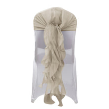 Beige Chair Sashes In Willow Chiffon With Hooded Ruffles