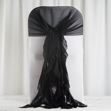 Enhance Your Event Decor with Black Chiffon Hoods and Willow Chair Sashes