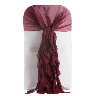Burgundy chair sash with flowing fabric drapes