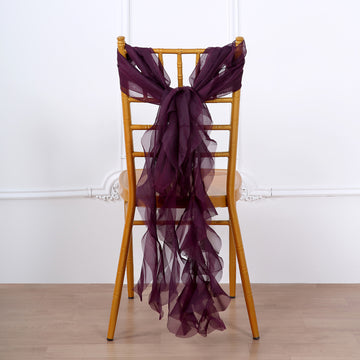 Elegant Eggplant Chiffon Hoods for Stunning Wedding Chair Decor