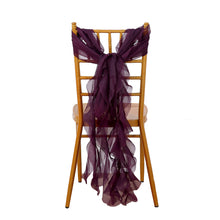 Willow Chair Sashes With Hoods And Ruffles In Eggplant Chiffon 
