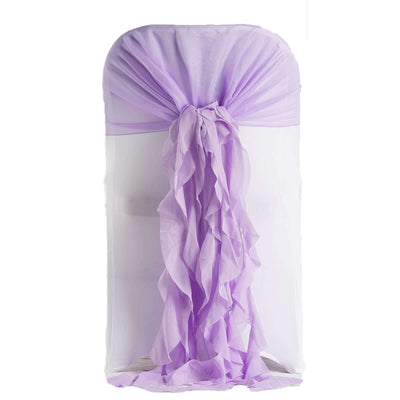 Lavender chiffon chair cover with draped design