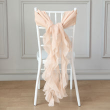 Set of Chiffon Hooded Ruffles Willow Chair Sashes in Nude Color 