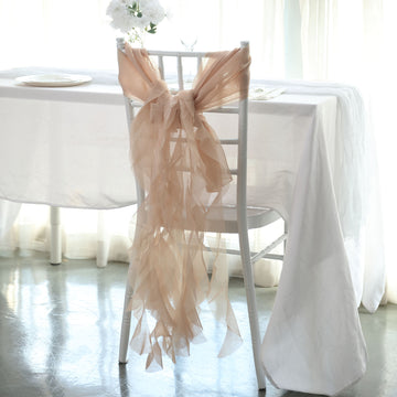 Delicate Nude Chair Ties - Transform Your Event Decor with Sublime Beauty