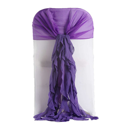 Purple chair sash draped elegantly, adding a touch of elegance to any event.