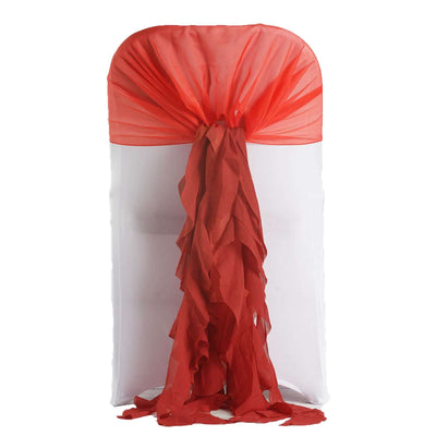Red sheer chair sash draped elegantly for party decor