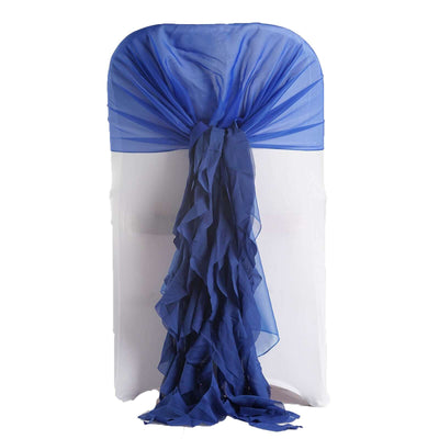 Blue chair sash draped elegantly for event decoration