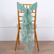 Hooded Ruffled Willow Chair Sashes In Eucalyptus Sage Chiffon