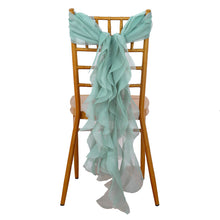 Chiffon Eucalyptus Sage Chair Sashes With Hoods And Ruffles