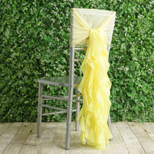 Yellow Chiffon Chair Hoods Ruffled Willow Sashes