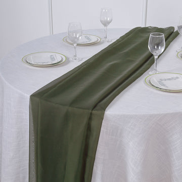 Add a Touch of Elegance with the Olive Green Chiffon Table Runner
