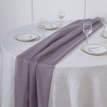 Create Unforgettable Moments with the Violet Amethyst Premium Chiffon Table Runner