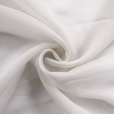 Lightweight sheer fabric in a soft cream color, elegantly draped.