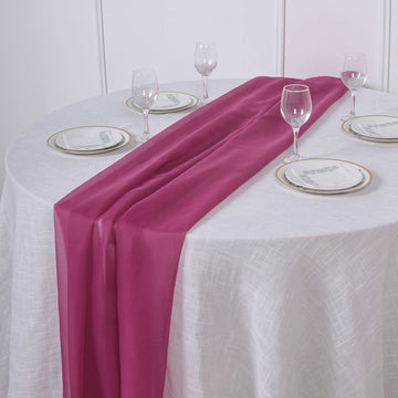 Create a Stylish and Memorable Tablescape with the Fuchsia Premium Chiffon Table Runner
