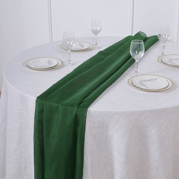 Create a Captivating Tablescape with the Hunter Emerald Green Premium Chiffon Table Runner
