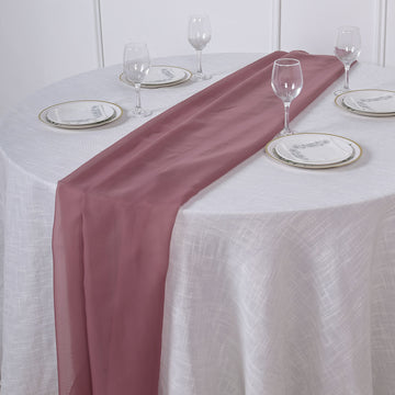 Enhance Your Event Decor with the Premium Mauve Chiffon Table Runner