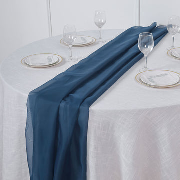 Add a Touch of Luxury with the Navy Blue Chiffon Table Runner