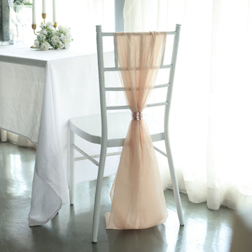 Nude DIY Premium Designer Chiffon Chair Sashes - Transform Your Chairs into Royal Seats