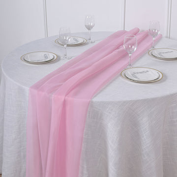 Make a Statement with the Pink Premium Chiffon Table Runner 6ft