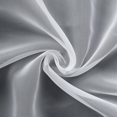 Sheer white fabric draped in a flowing swirl pattern.