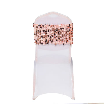 Blush Sequin Chair Sash Bands: The Perfect Event Decor