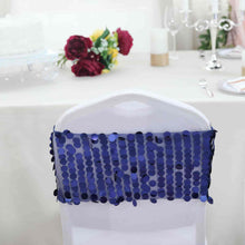 5 Pack Round Chair Sashes Navy Blue Big Payette Sequin Fabric