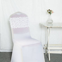 5 Pack of White Big Payette Sequin Round Chair Sashes